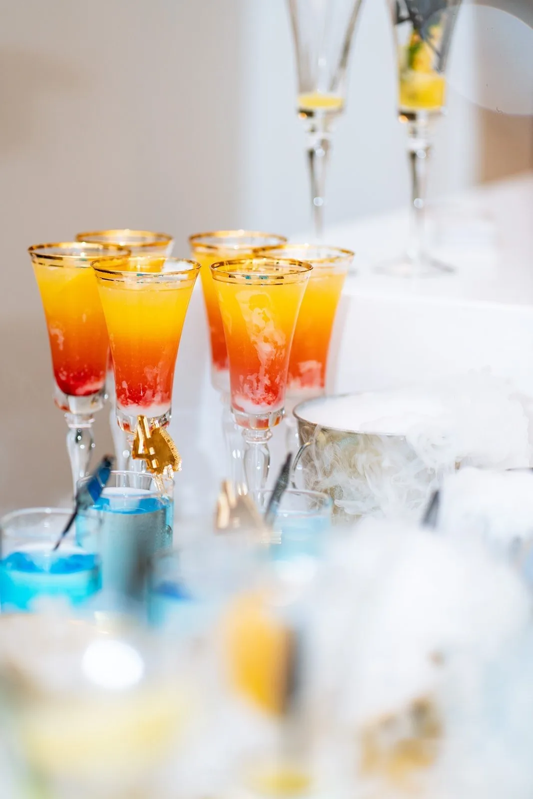 Tequila sunrise cocktails on the bar